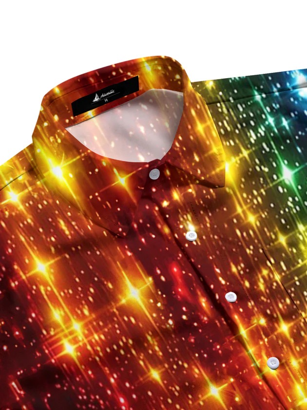 Christmas Flash Print Men's Pocket Long Sleeve Shirts
