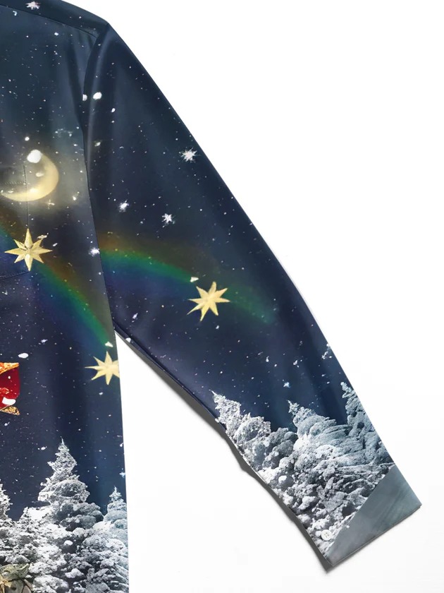 Funny Christmas Song Sheet Music SantaClaus Xmas Men's Pocket Long SleeveShirts